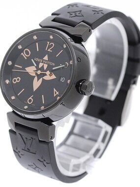 LOUIS VUITTON Tambour QA048 12P diamond date black Dial Quartz Ladies_956535